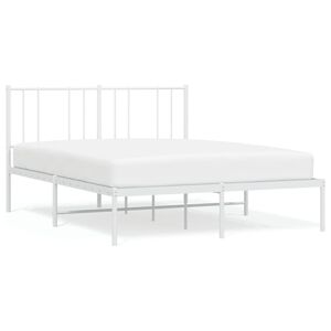 vidaXL Metal Bed Frame without Mattress with Headboard White 120x190cm