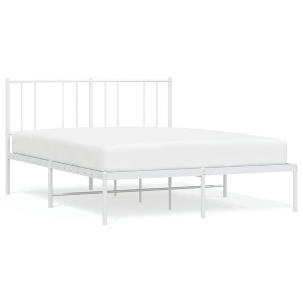 vidaXL Metal Bed Frame without Mattress with Headboard White 120x190cm