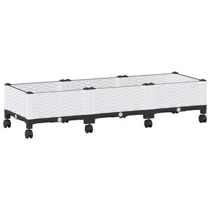 vidaXL Garden Planter with Wheels White 120 x 40 x 33 cm PP