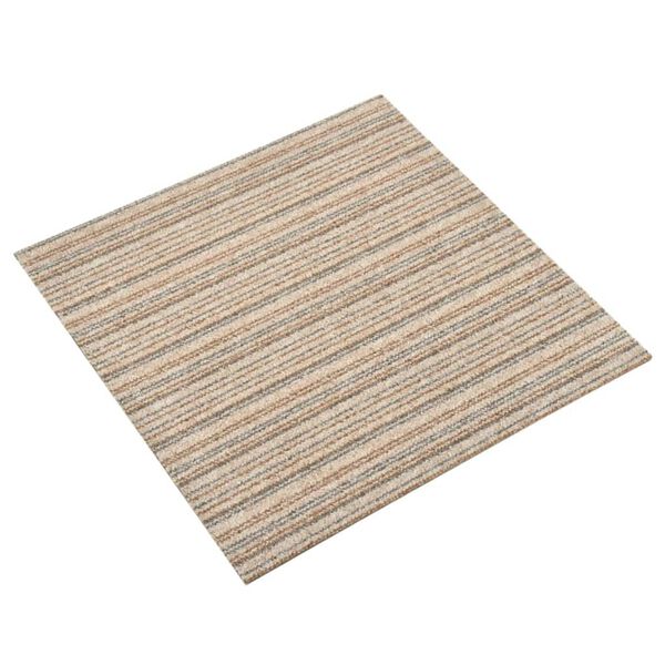 vidaXL Carpet Floor Tiles 20 pcs 5 m² 50x50 cm Striped Beige