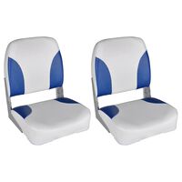 vidaXL Boat Seats 2 pcs Foldable Backrest Blue-white Pillow 41x36x48cm