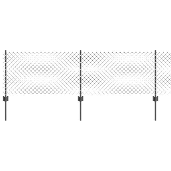 vidaXL Fence with Post Grey 0.6 x 25 m Steel and PVC