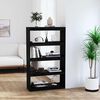 vidaXL Book Cabinet/Room Divider Black 80x30x135.5 cm Solid Wood Pine