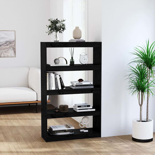 vidaXL Book Cabinet/Room Divider Black 80x30x135.5 cm Solid Wood Pine