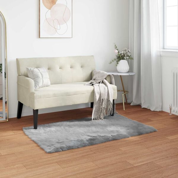 vidaXL Faux Sheepskin Rug Tafalla Grey 60 x 110 cm Polyester