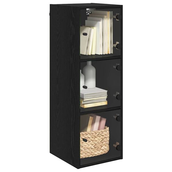vidaXL Wall Cabinet Black Oak 35 x 37 x 102 cm Engineered Wood