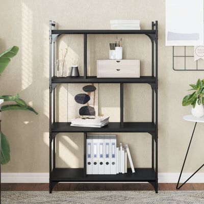 vidaXL Bookcase 4-Tier Black 76x32x123 cm Engineered Wood