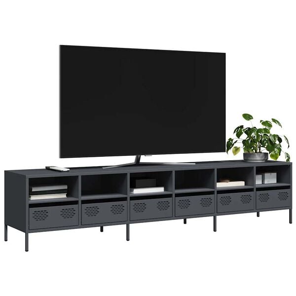 vidaXL TV Cabinet Anthracite 202x39x43.5 cm Cold-rolled Steel