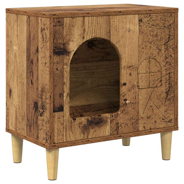 vidaXL Cat House Old Wood 51 x 30 x 52 cm Engineered Wood