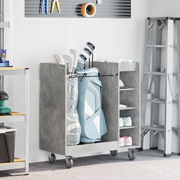 vidaXL Golf Cabinet with Wheel Plain Concrete Grey 90 x 45 x 98 cm