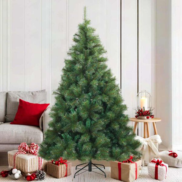 vidaXL Artificial Hinged Christmas Tree Green 180 cm PVC, steel