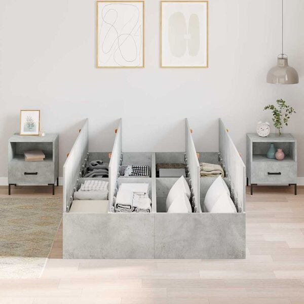 vidaXL Bed Frame Concrete grey 120 x 190 cm Engineered wood