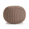 vidaXL Hand-Knitted Pouffe Cotton 50x35 cm Brown