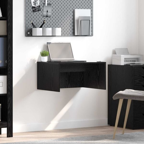 vidaXL Wall-Mounted Desk Black Oak 60 x 45 x 30 cm Engineered Wood