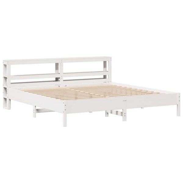 vidaXL Bed Frame without Mattress White 180x200 cm Super King Solid Wood Pine