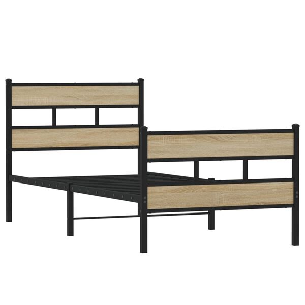 vidaXL Metal Bed Frame without Mattress Sonoma Oak 90x190 cm Single