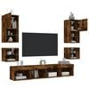 vidaXL 8 Piece TV Wall Units with LED Smoked Oak Engineered Wood