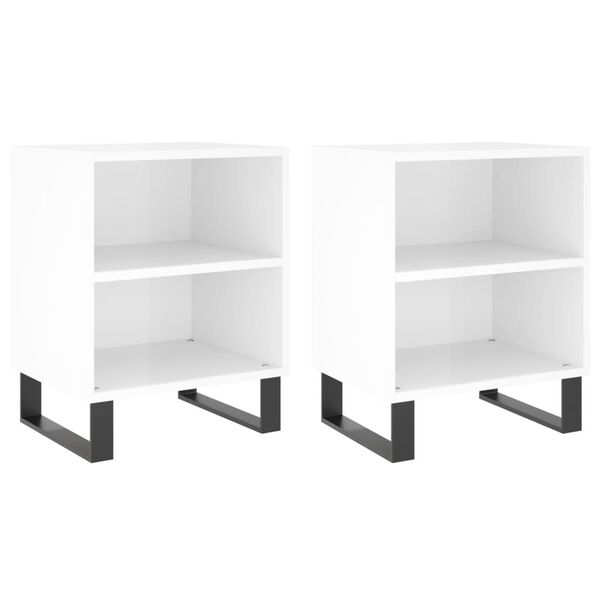 vidaXL Bedside Cabinets 2 pcs High Gloss White 40x30x50 cm Engineered Wood