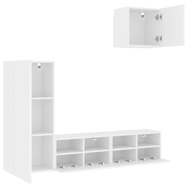 vidaXL 4 Piece TV Wall Units White Engineered Wood