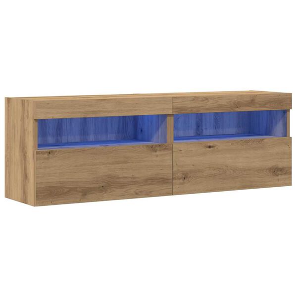 vidaXL TV Wall Cabinet Wall-mounted 2 pcs Artisan oak 60 x 30 x 40 cm