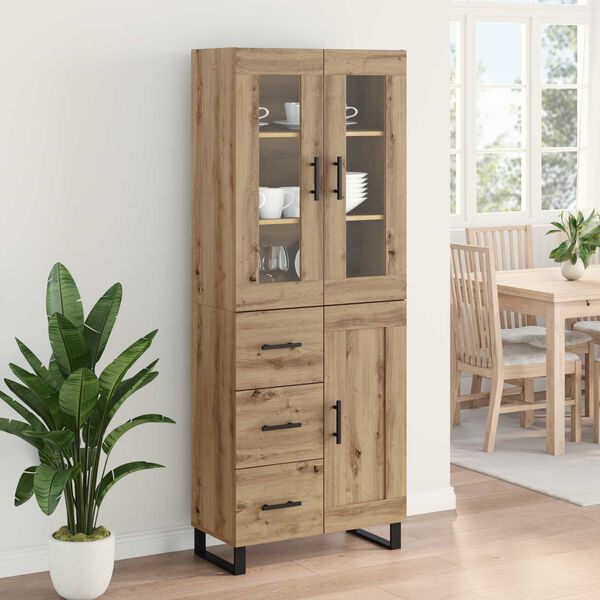vidaXL Highboard with Drawer 2 pcs Artisan Oak Engineered Wood