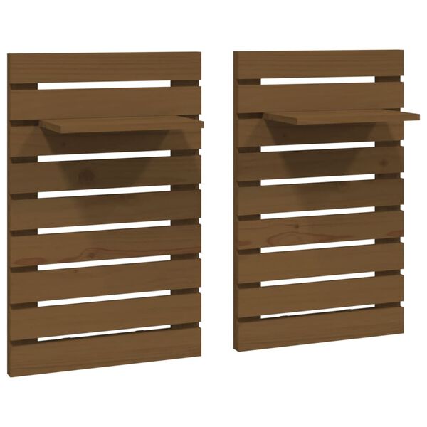 vidaXL Wall-mounted Bedside Shelves 2 pcs Honey Brown Solid Wood Pine