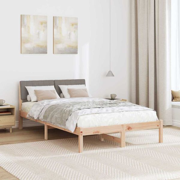 vidaXL Bed frame Brown and taupe 120 x 190 cm Solid pine wood