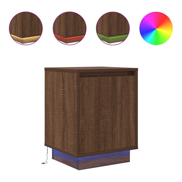 vidaXL Bedside Cabinets with LED Lights&nbsp;2 pcs Brown Oak 38x34x50 cm