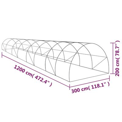 vidaXL Greenhouse 36m² 1200x300x200 cm