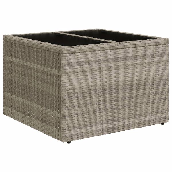vidaXL Garden Table with Glass Top Light Grey 55x55x37 cm Poly Rattan