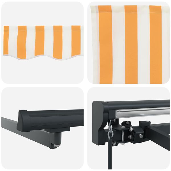 vidaXL Retractable Awning Manual Yellow and White 450 x 300 cm