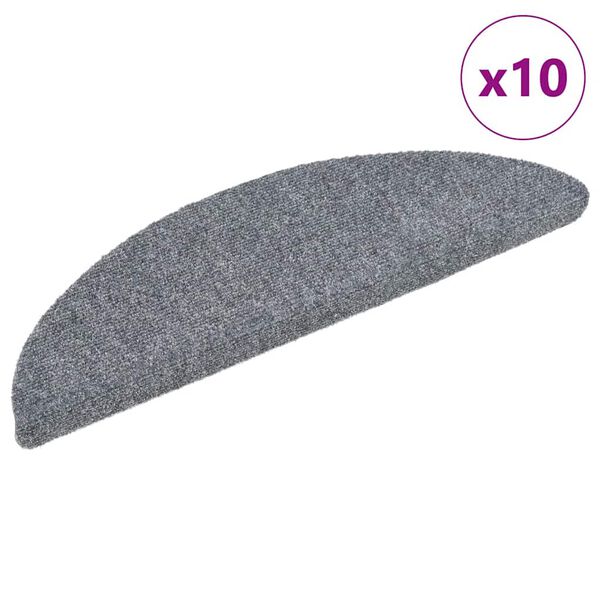vidaXL Self-adhesive Stair Mats 10 pcs Light Grey 56x17x cm Needle Punch