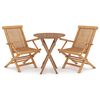 vidaXL 3 Piece Garden Dining Set Solid Wood Teak