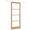 vidaXL Sliding Door Natural 86 x 211 cm Solid Pine Wood and Glass