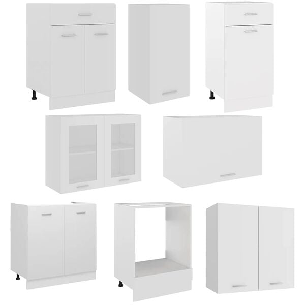 vidaXL 8 Piece Kitchen Cabinet Set Lyon White Engineered Wood