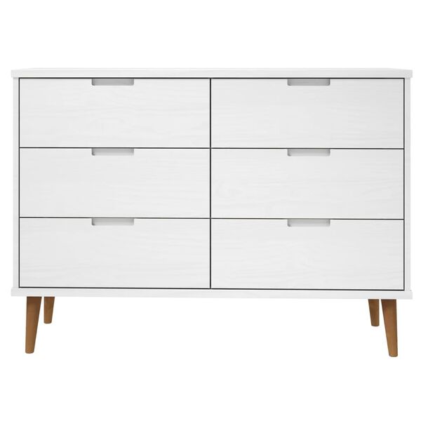 vidaXL Drawer Cabinet MOLDE White 113x40x80 cm Solid Wood Pine