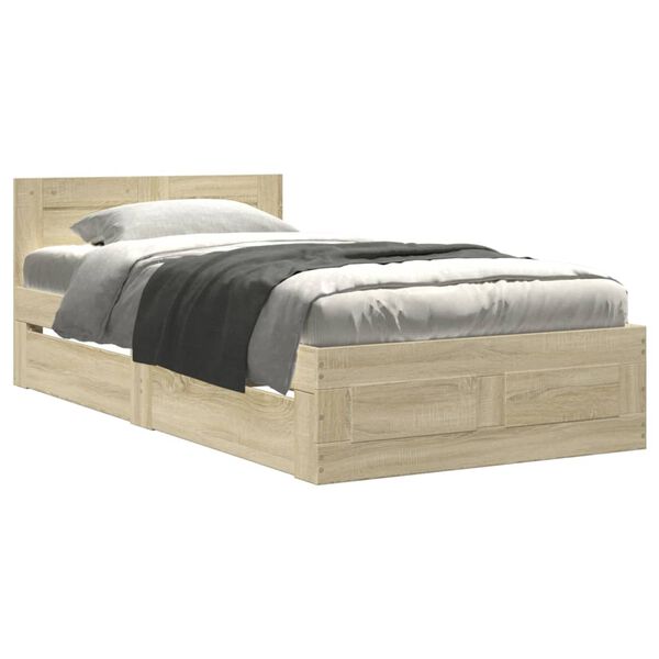 vidaXL Bed Frame with Headboard without Mattress Sonoma Oak 90x200 cm