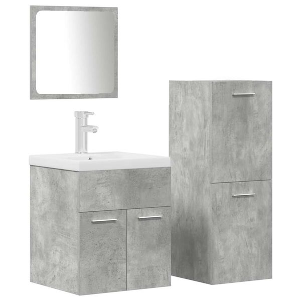 vidaXL 4 Piece Bathroom Furniture Set Concrete Grey Engineered Wood