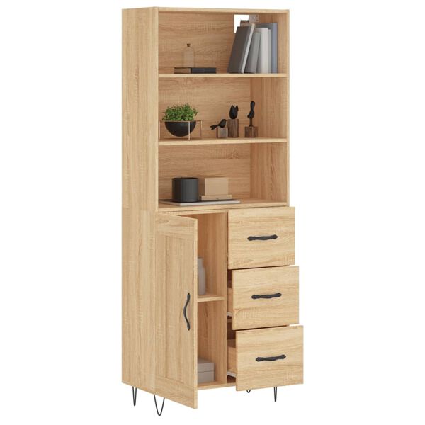 vidaXL Highboard Sonoma Oak 69.5x34x180 cm Engineered Wood