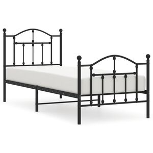 vidaXL Metal Bed Frame without Mattress with Footboard Black 80x200cm
