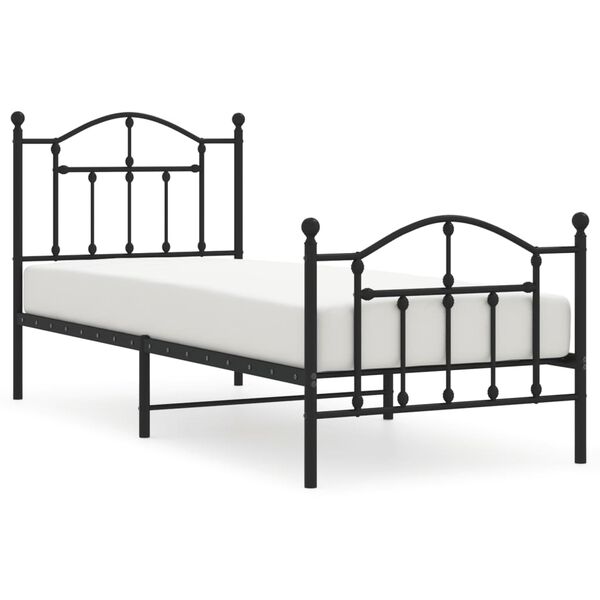 vidaXL Metal Bed Frame without Mattress with Footboard Black 80x200cm