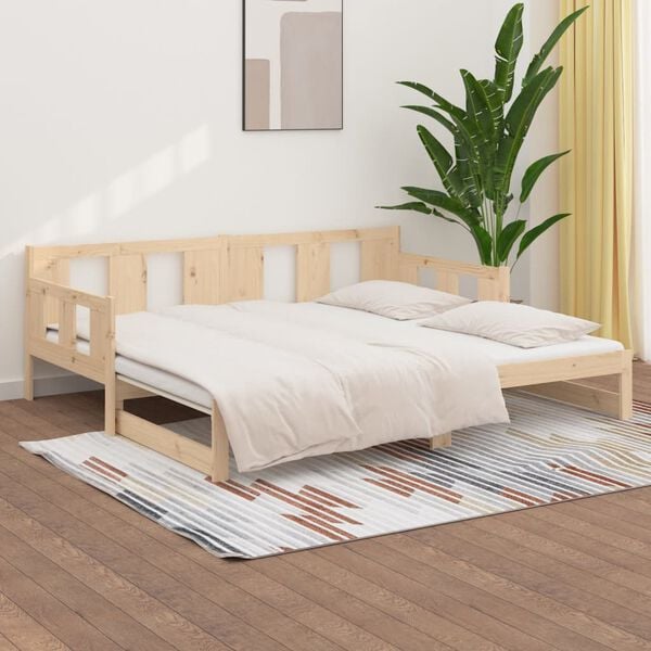 vidaXL Pull-out Day Bed without Mattress Solid Wood Pine 2x(90x200) cm