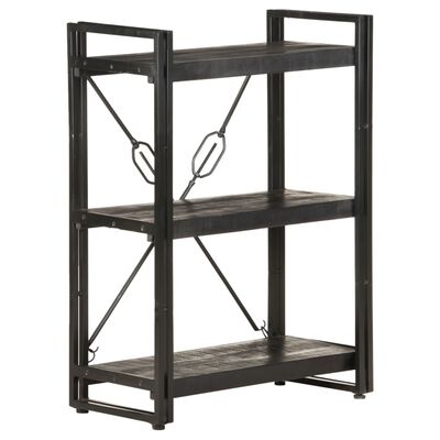 vidaXL 3-Tier Bookcase Black 60x30x80 cm Solid Mango Wood
