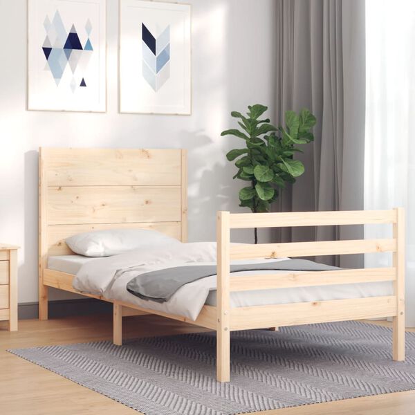 vidaXL Bed Frame without Mattress Small Single Solid Wood