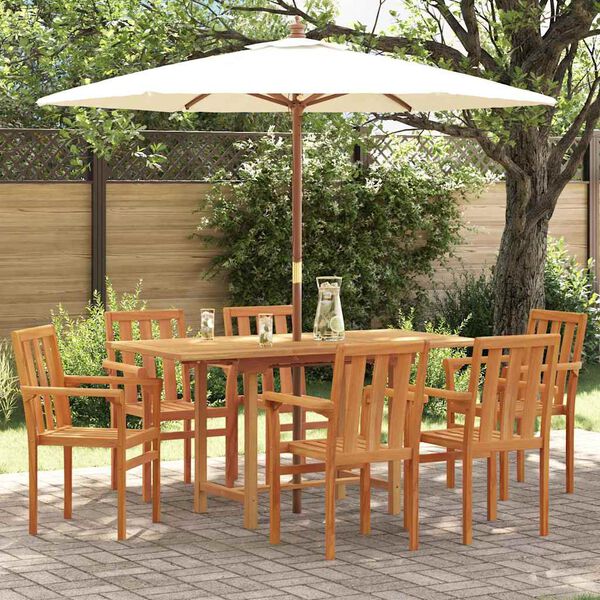 vidaXL Garden Dining Set 7 pcs Brown Solid Teak Wood