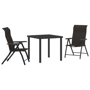 vidaXL Garden Dining Set 3 pcs Black Coffee Powder-Coated Steel