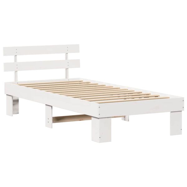 vidaXL Bed Frame with Headboard White 80 x 200 cm Solid Pine Wood