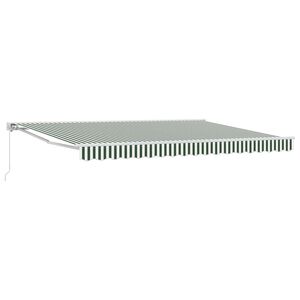 vidaXL Manual Retractable Awning Green and White 4 x 3 m