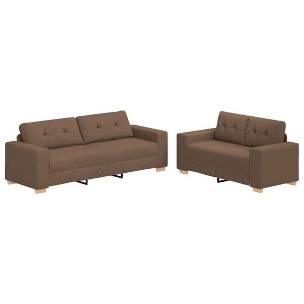 vidaXL Sofa 2 pcs Brown Fabric