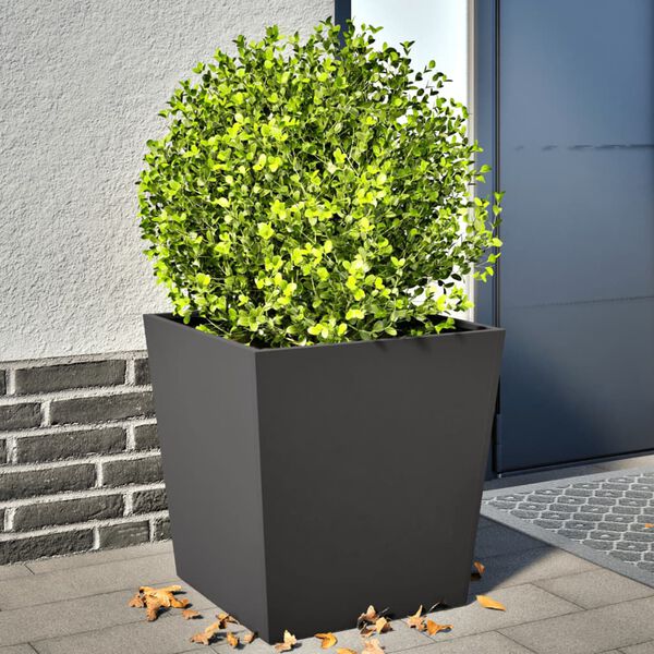 vidaXL Garden Planters Black 2 pcs 50x50x50 cm Steel